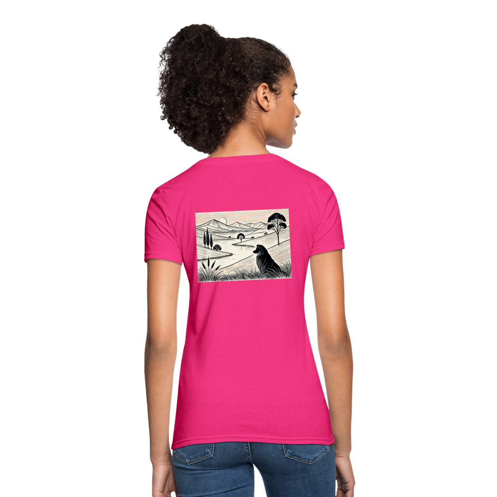 Women's Australian Shepherd Prairie T-Shirt with Logo - fuchsia