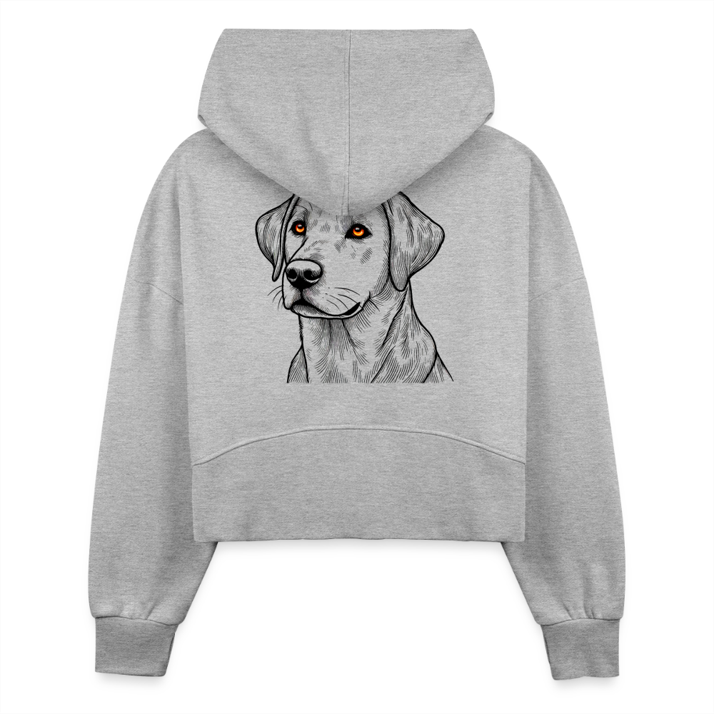 Women's Fine Line Labrador Graphic Half Zip Cropped Hoodie with Logo - heather gray