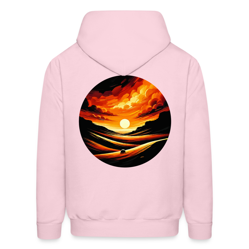 Men's Desert Sunset Graphic Hoodie with Logo - pale pink