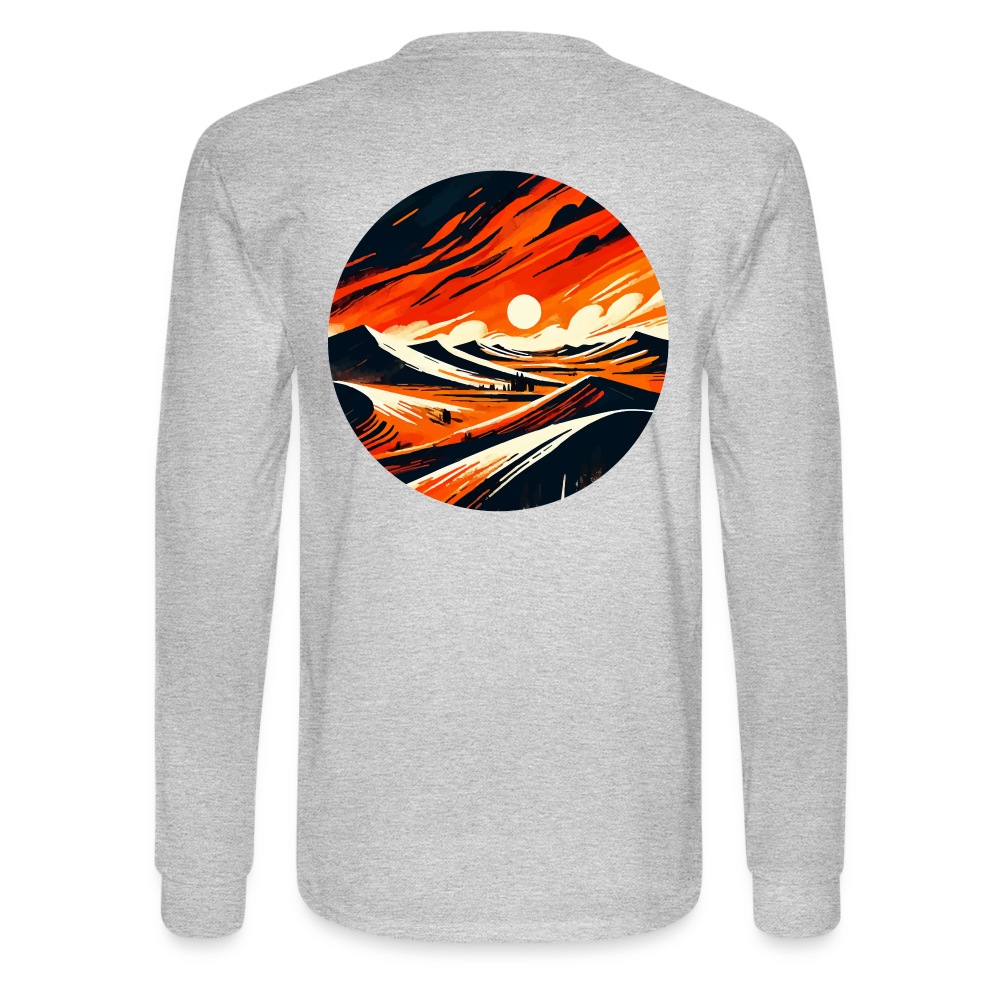 Men's Desert Dunes Graphic Long Sleeve Shirt with Logo - heather gray