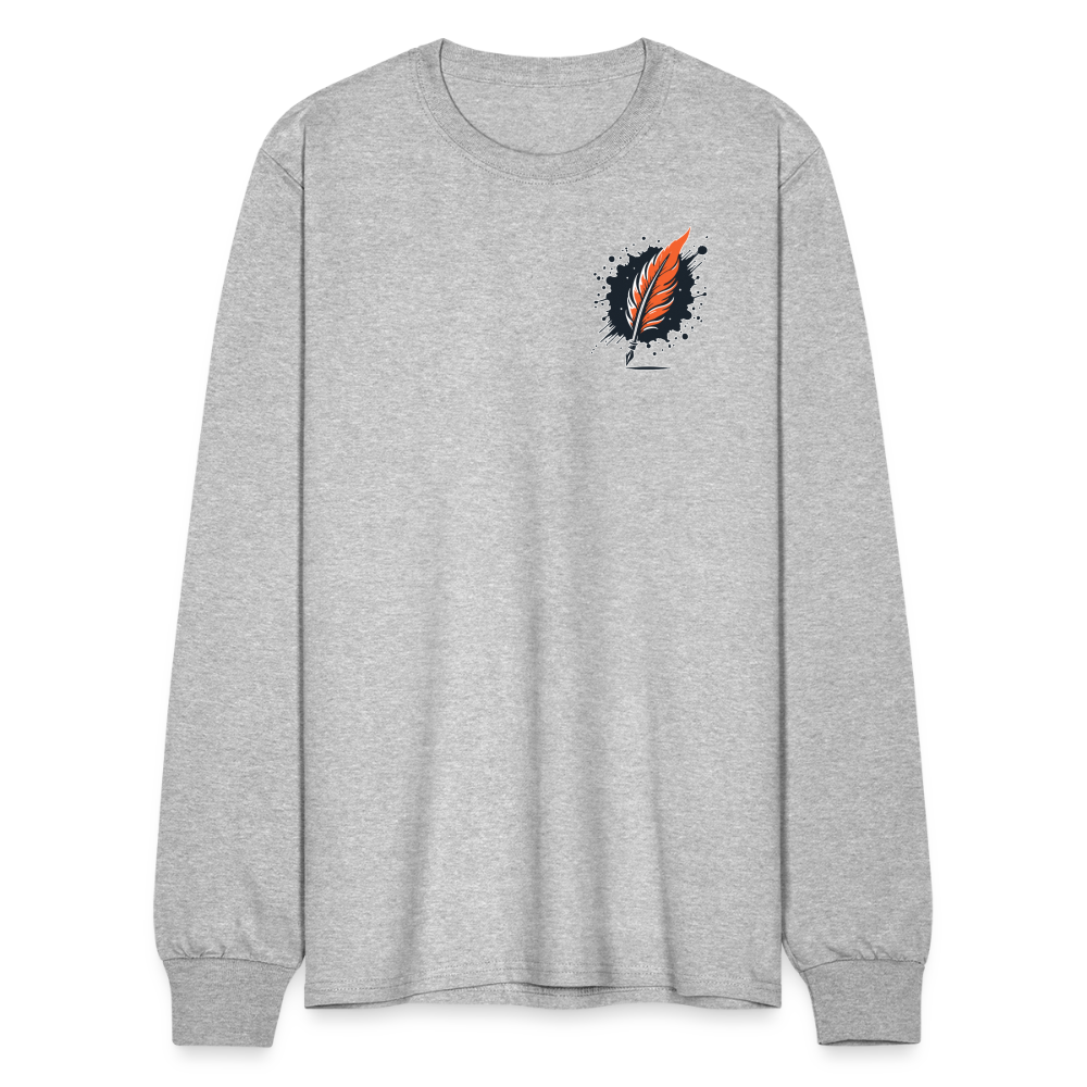 Men's Plain Long Sleeve Shirt with Logo - heather gray