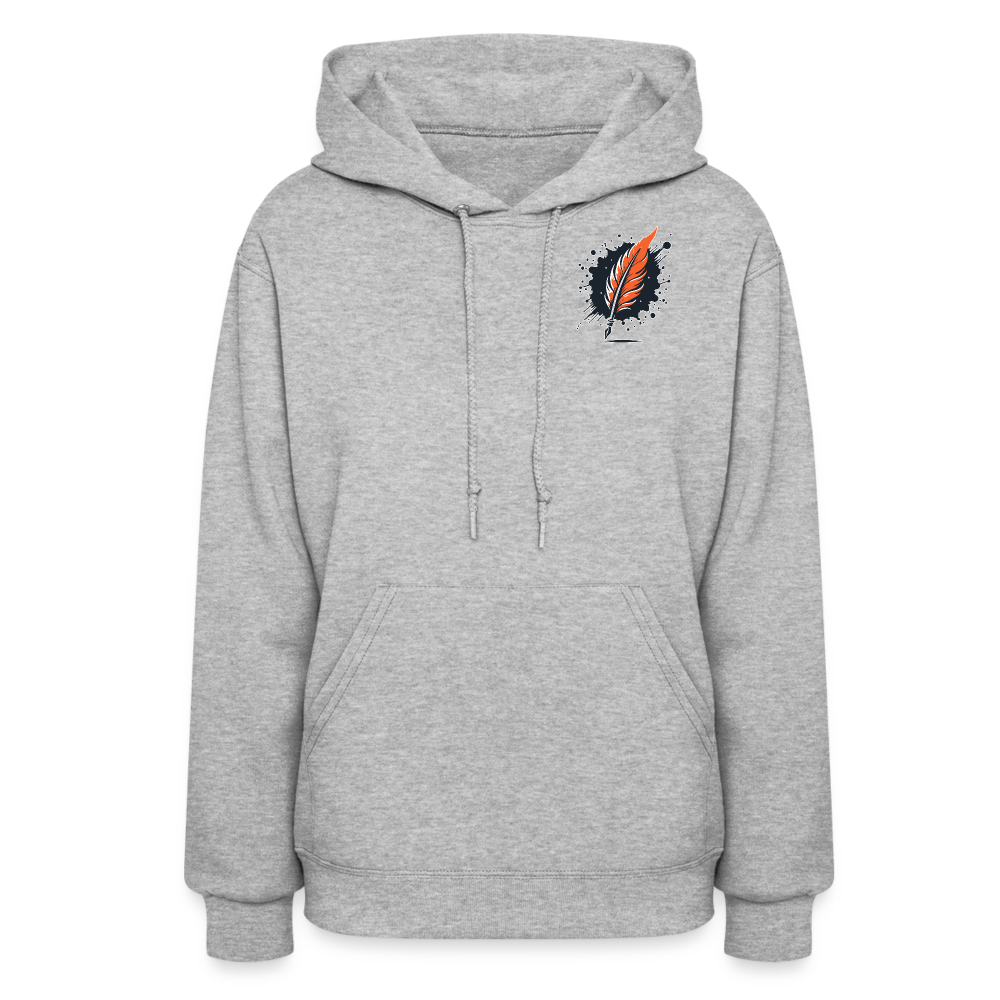 Women's Orange Swirling Mountains Graphic Hoodie with Logo - heather gray