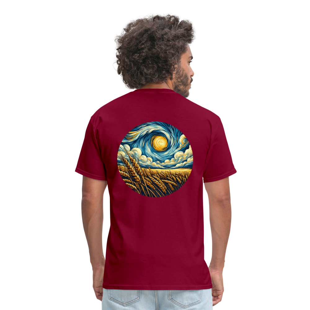 Wheat Field Graphic Unisex Classic T-Shirt with Logo - burgundy