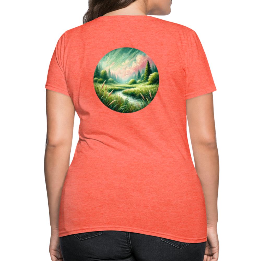 Women's Meadow Graphic T-Shirt with Logo - heather coral