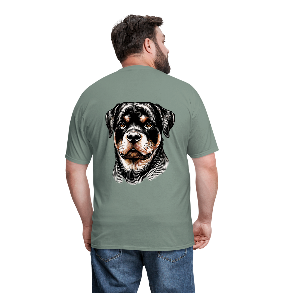 Fine Line Rottweiler Graphic Unisex Classic T-Shirt with Logo - sage