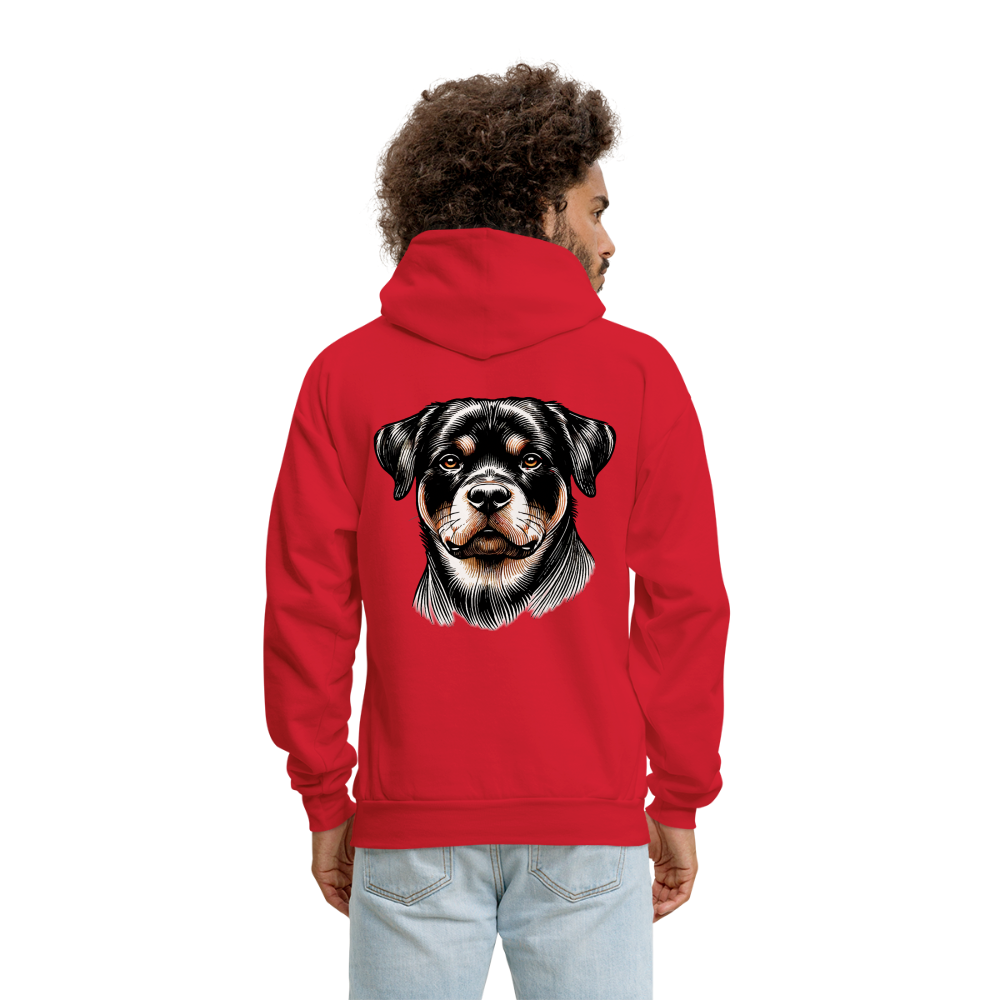 Men's Fine Line Rottweiler Graphic Hoodie with Logo - red