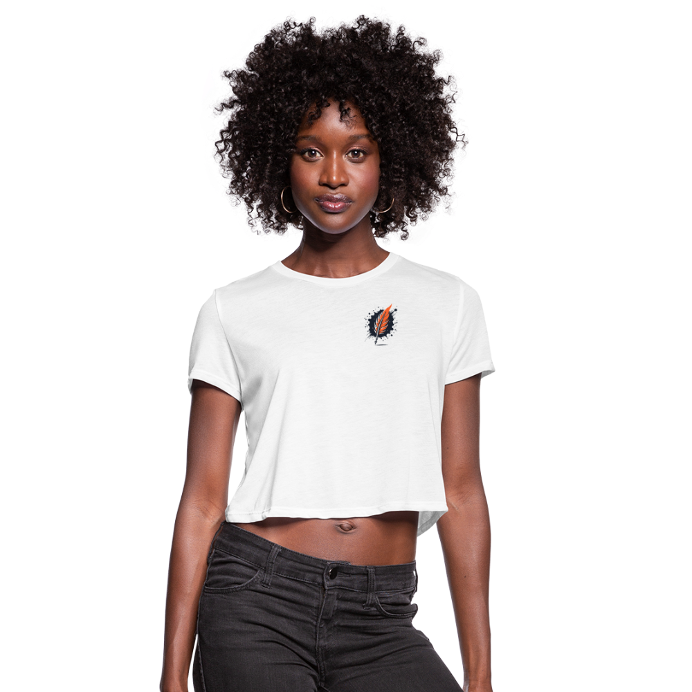 Women's Beach Sunset Graphic Cropped T-Shirt with Logo - white