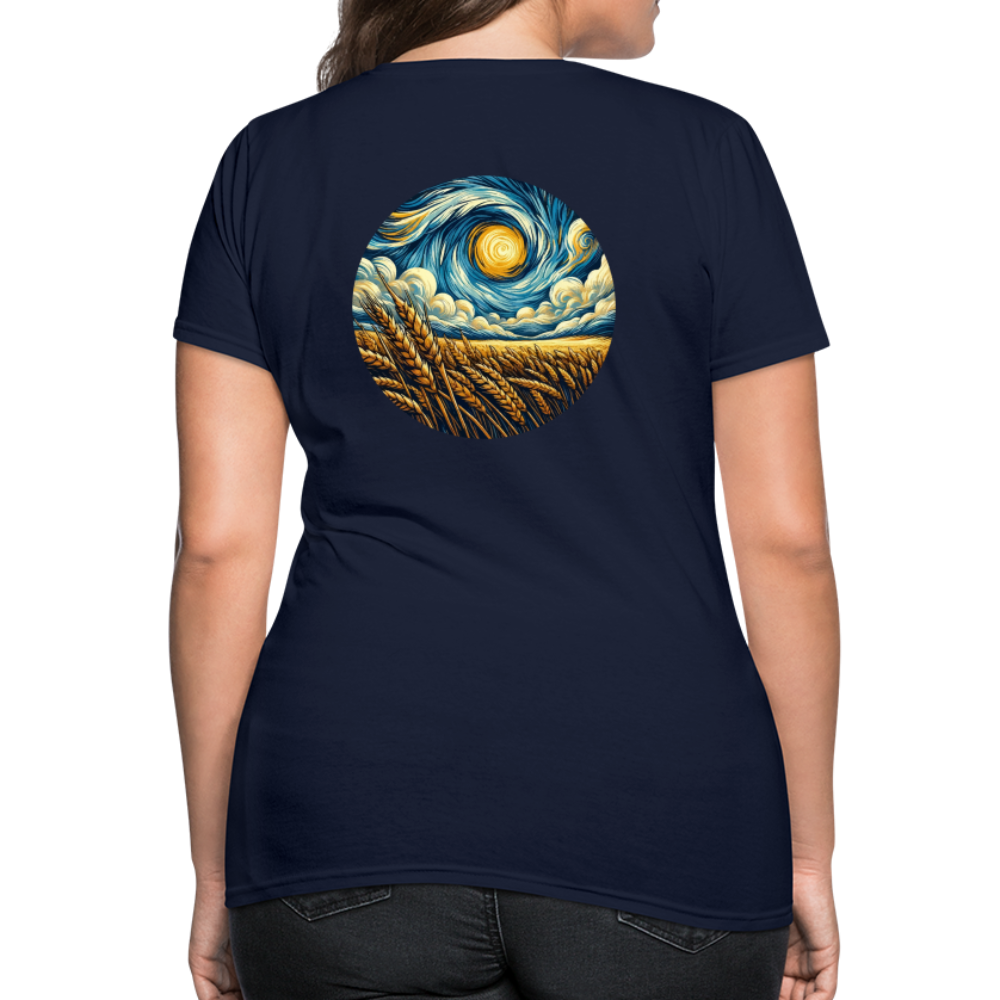 Women's Wheat Field Graphic T-Shirt with Logo - navy