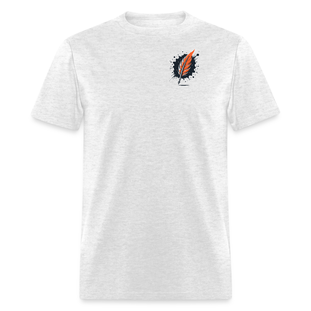 Orange Swirling Mountains Graphic Unisex Classic T-Shirt with Logo - light heather gray