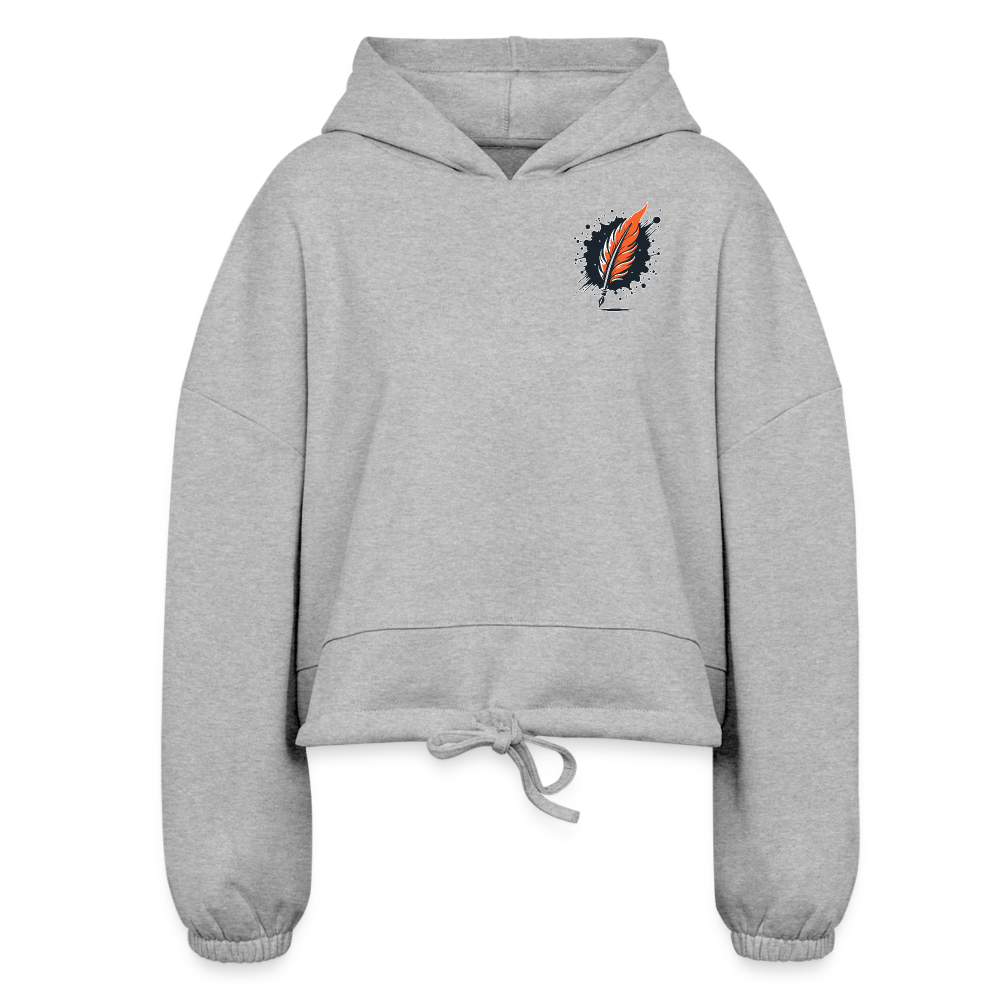 Women’s Fine Line Rottweiler Graphic Cropped Hoodie with Logo - heather gray