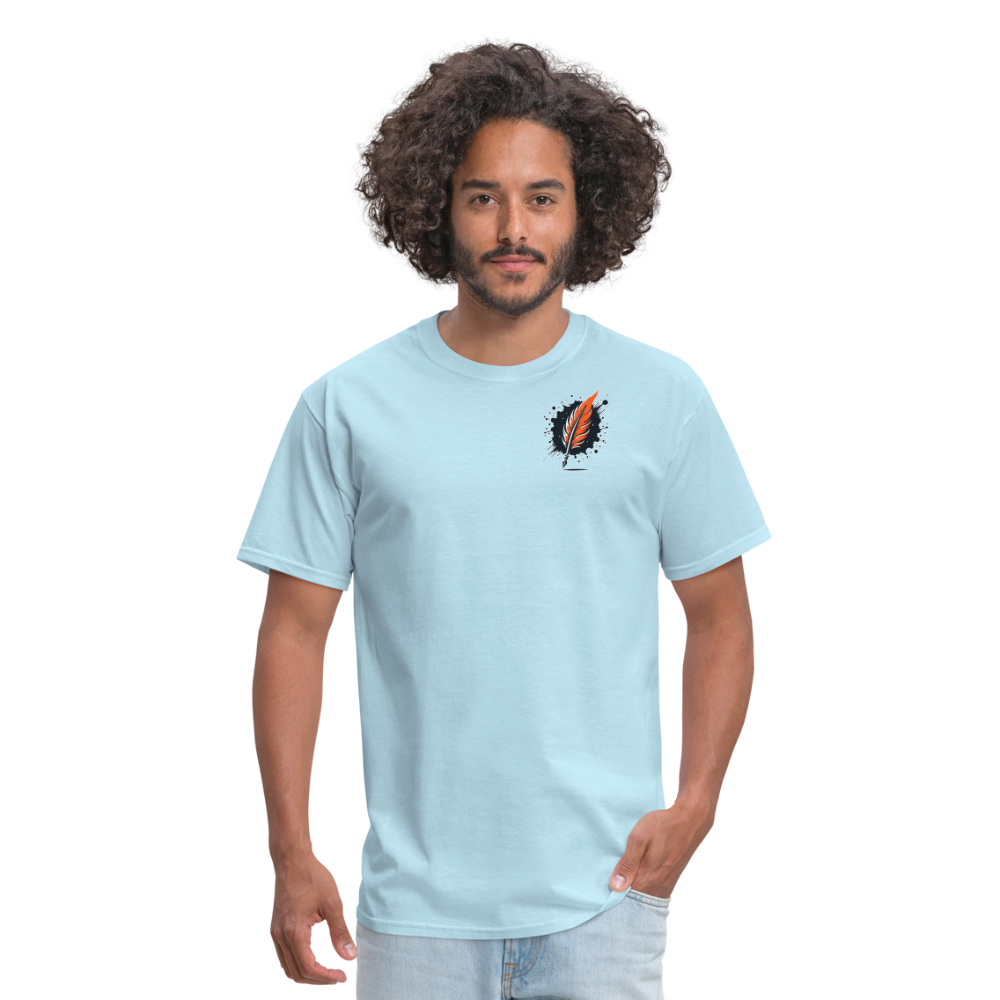 Desert Sunset Graphic Unisex Classic T-Shirt with Logo - powder blue