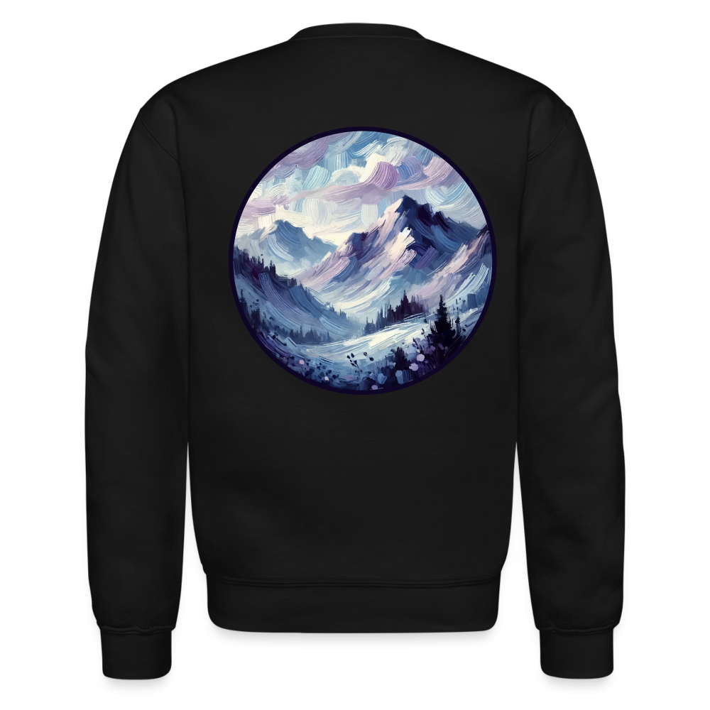 Lavender Blue Mountain Range Crewneck Sweatshirt with Logo - black