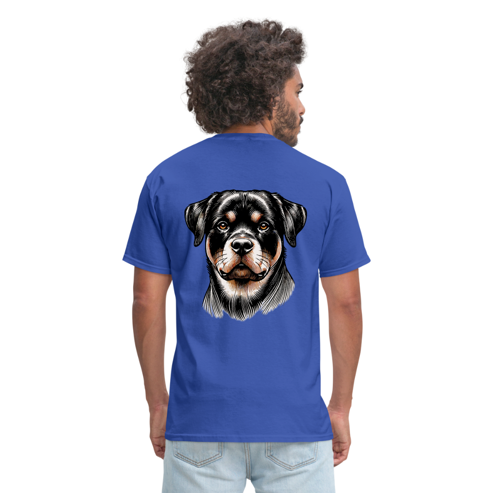 Fine Line Rottweiler Graphic Unisex Classic T-Shirt with Logo - royal blue