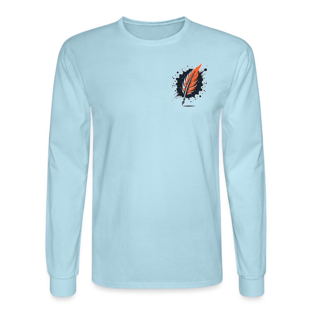 Men's Plain Long Sleeve Shirt with Logo - powder blue