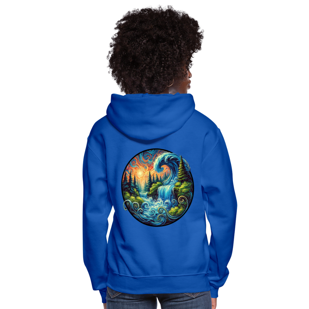 Women's Waterfall Graphic Hoodie with Logo - royal blue