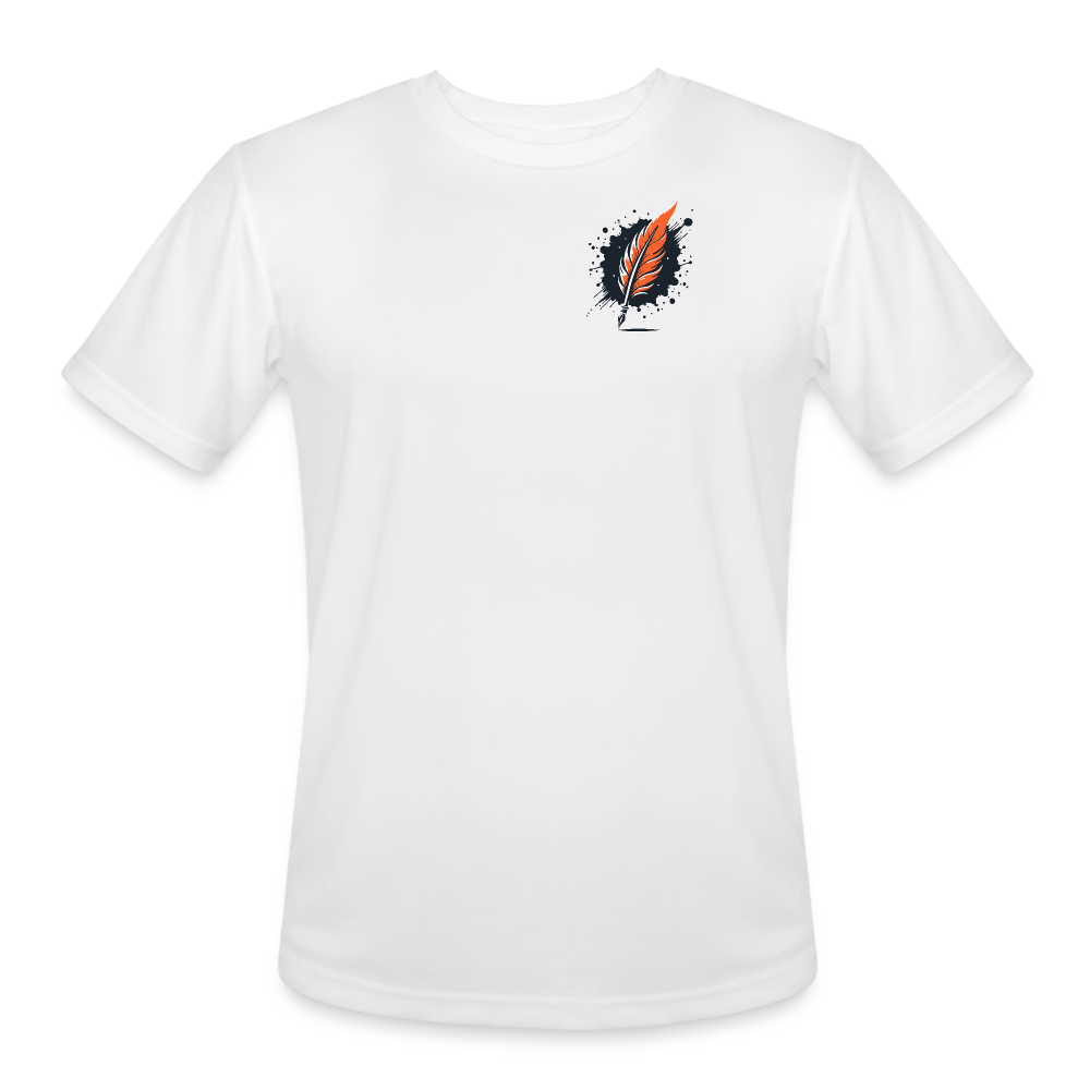 Men’s Orange Forest Sunset Graphic Moisture Wicking Performance T-Shirt with Logo - white