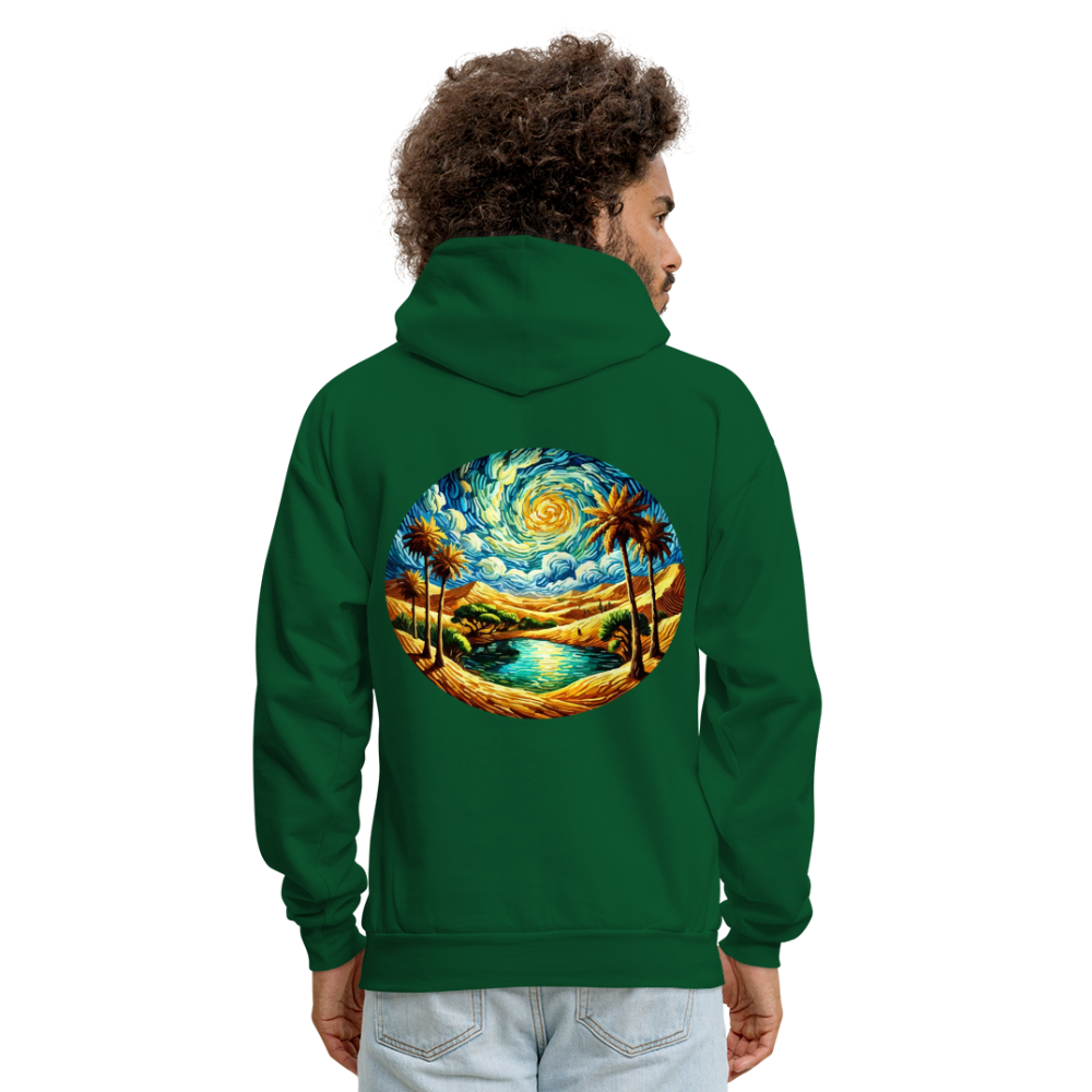 Men's Desert Oasis Graphic Hoodie with Logo - forest green