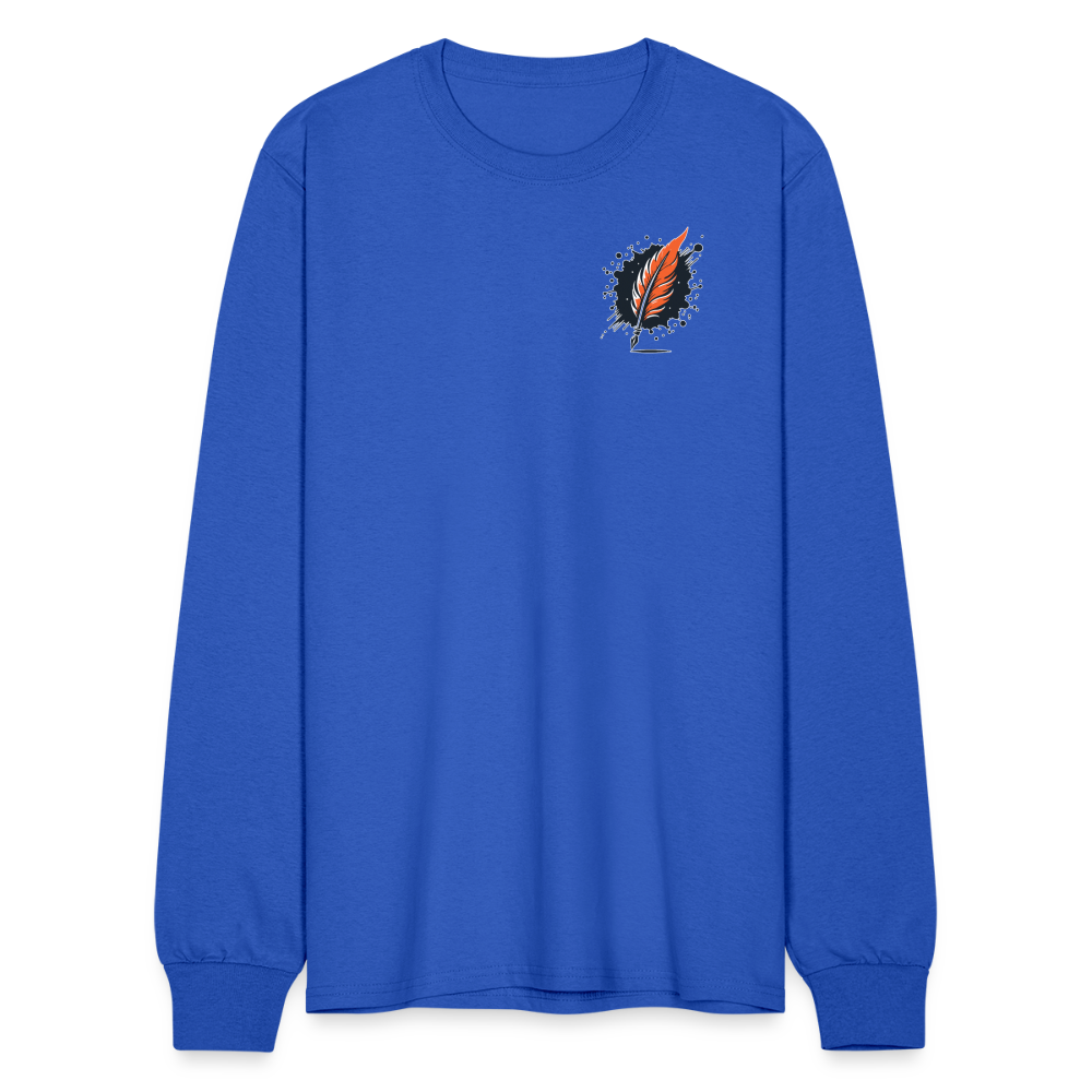 Men's Orange Forest Sunset Graphic Long Sleeve Shirt with Logo - royal blue