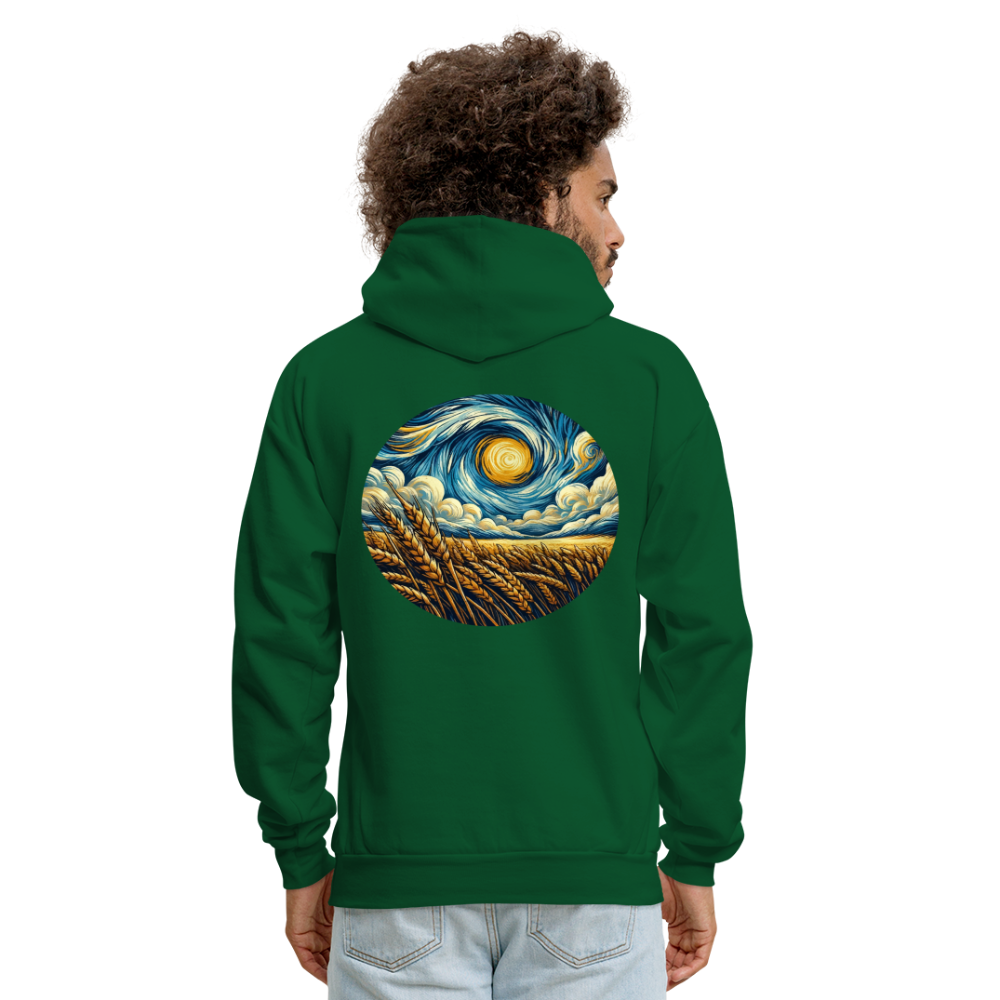 Men's Wheat Field Graphic Hoodie with Logo - forest green