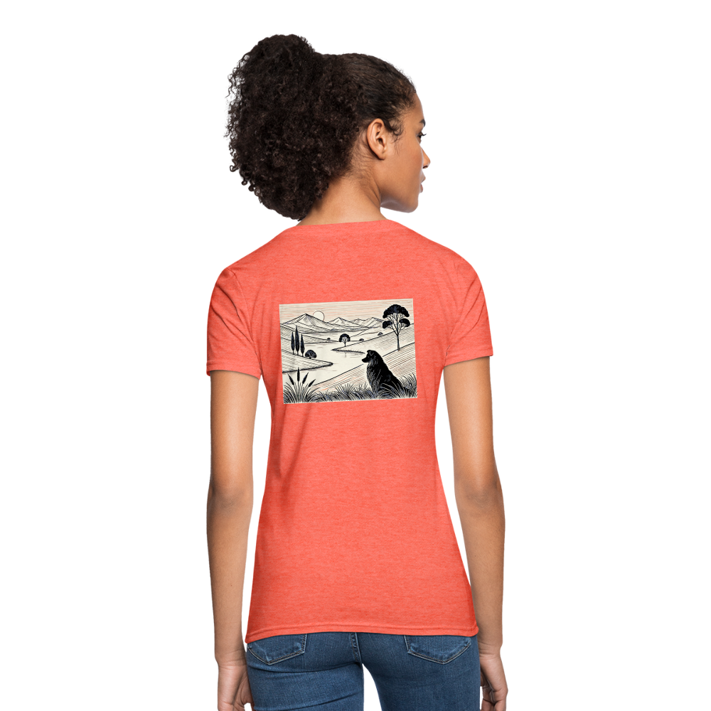 Women's Australian Shepherd Prairie T-Shirt with Logo - heather coral