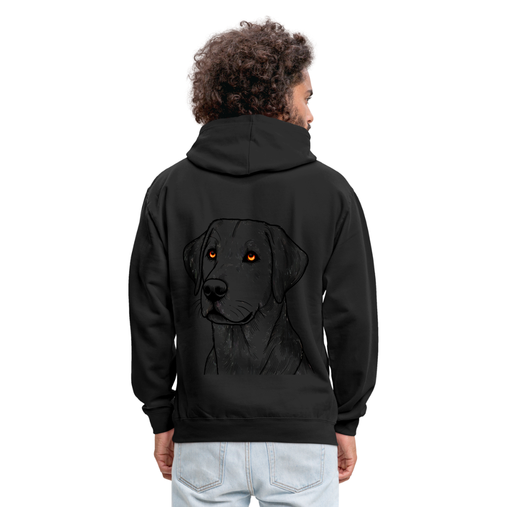 Fine Line Labrador Graphic Unisex Contrast Hoodie with Logo - black/asphalt