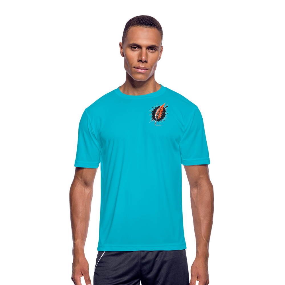 Men’s Fine Line Labrador Graphic Moisture Wicking Performance T-Shirt with Logo - turquoise