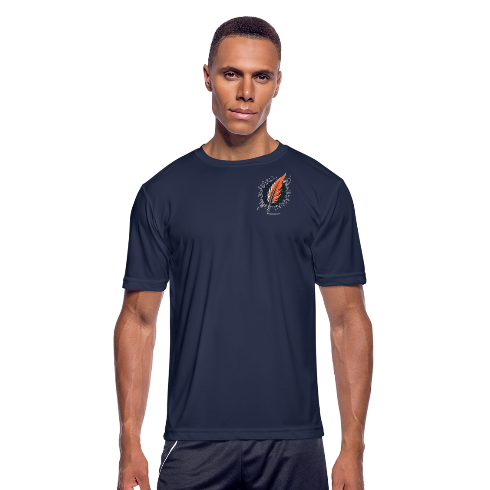 Men’s Wheat Field Graphic Moisture Wicking Performance T-Shirt with Logo - navy