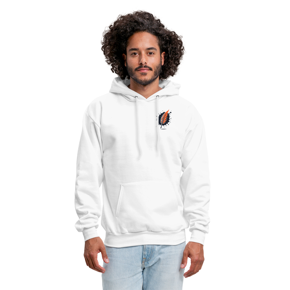 Men's Colored Mountain Lake Landscape Graphic Hoodie with Logo - white