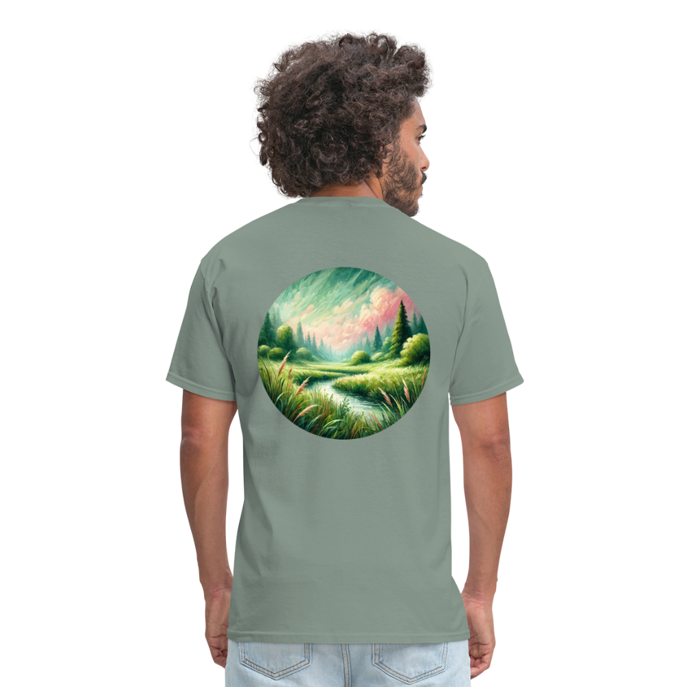 Meadow Graphic Unisex Classic T-Shirt with Logo - sage