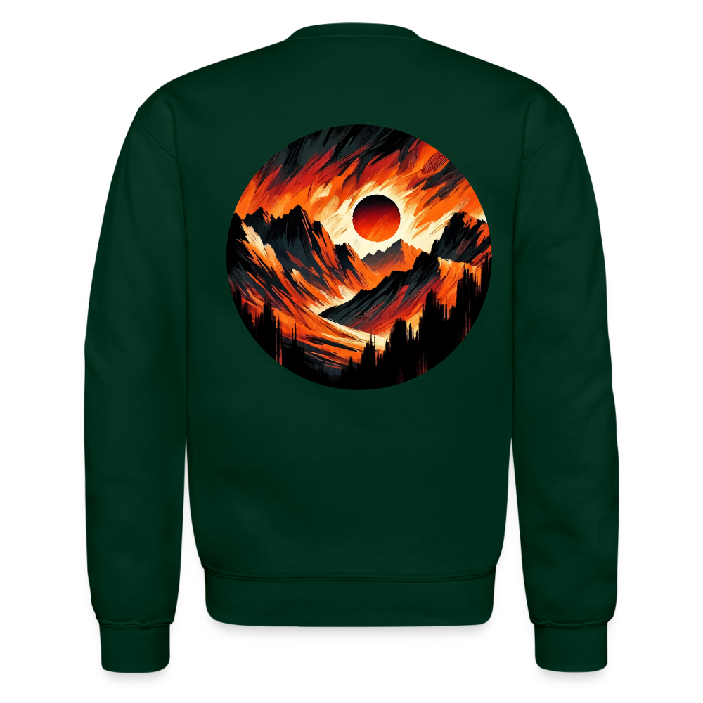 Orange and Black Mountain Range Crewneck Sweatshirt with Logo - forest green