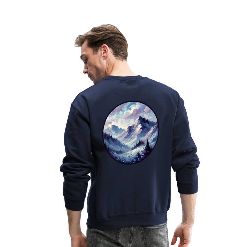 Lavender Blue Mountain Range Crewneck Sweatshirt with Logo - navy