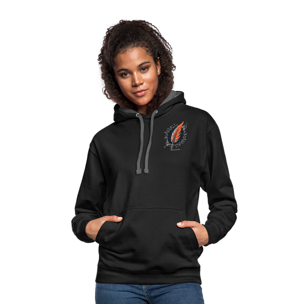 River Meadow Graphic Unisex Contrast Hoodie with Logo - black/asphalt