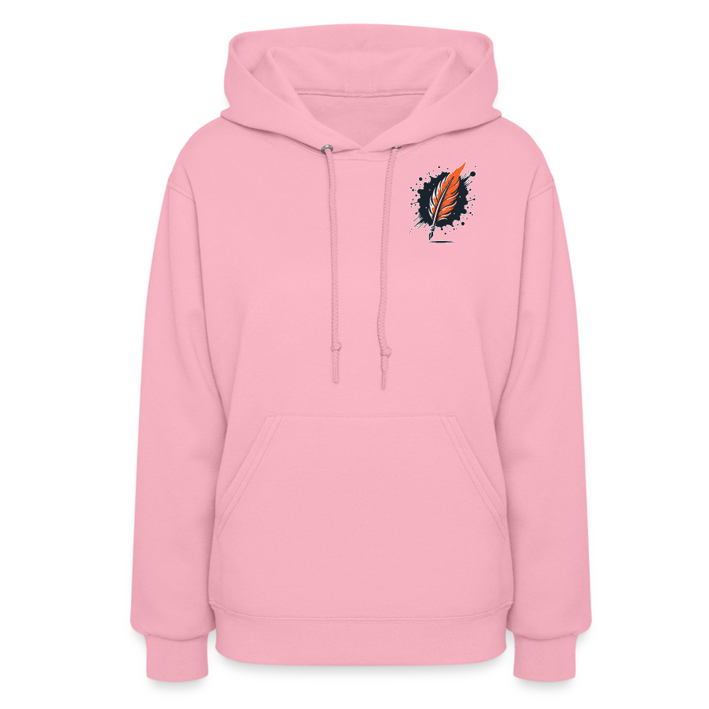 Women's Brushed Orange and Black Mountain Range Graphic Hoodie with Logo - classic pink