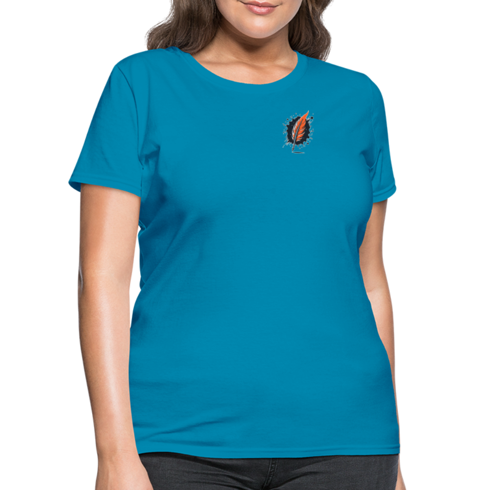 Women's Lavender Blue Mountain Range T-Shirt with Logo - turquoise