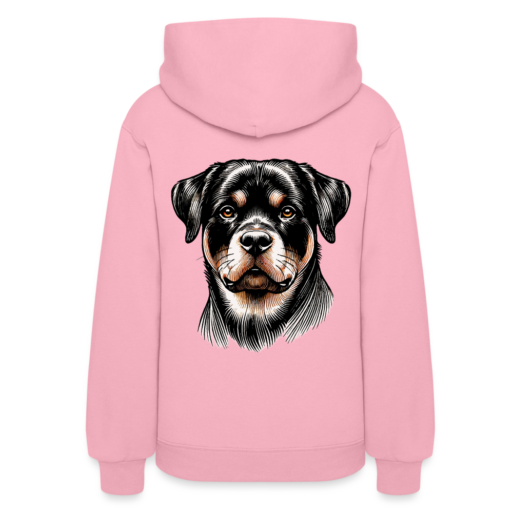 Women's Fine Line Rottweiler Graphic Hoodie with Logo - classic pink