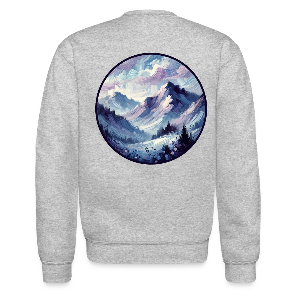 Lavender Blue Mountain Range Crewneck Sweatshirt with Logo - heather gray