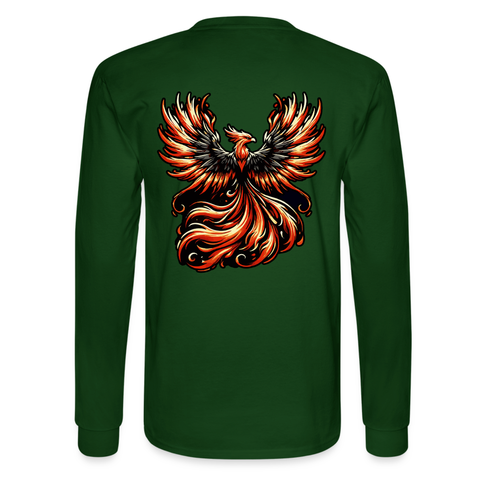 Men's Phoenix Graphic Long Sleeve Shirt with Logo - forest green