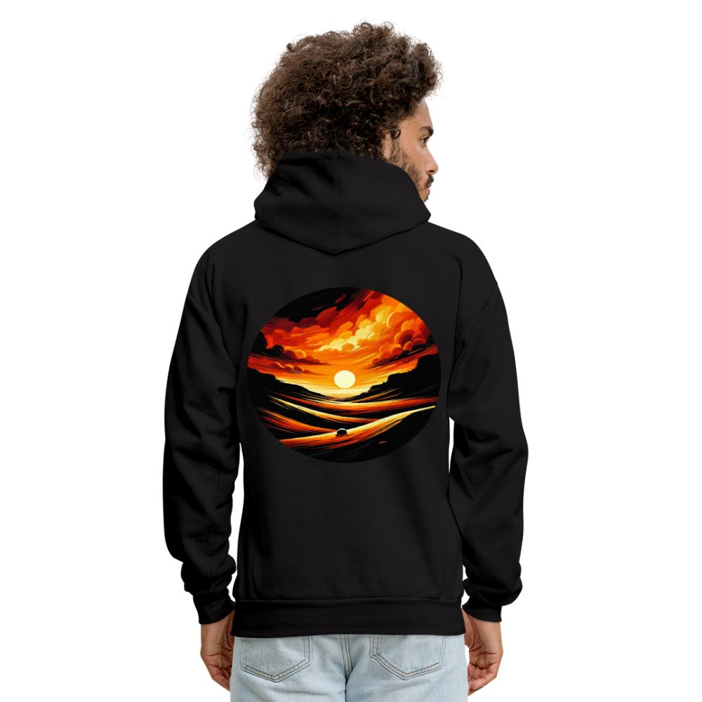 Men's Desert Sunset Graphic Hoodie with Logo - black