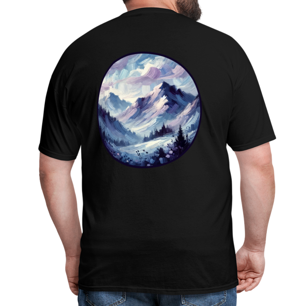 Lavender Blue Mountain Range Unisex Classic T-Shirt with Logo - black