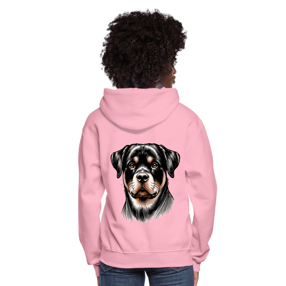 Women's Fine Line Rottweiler Graphic Hoodie with Logo - classic pink