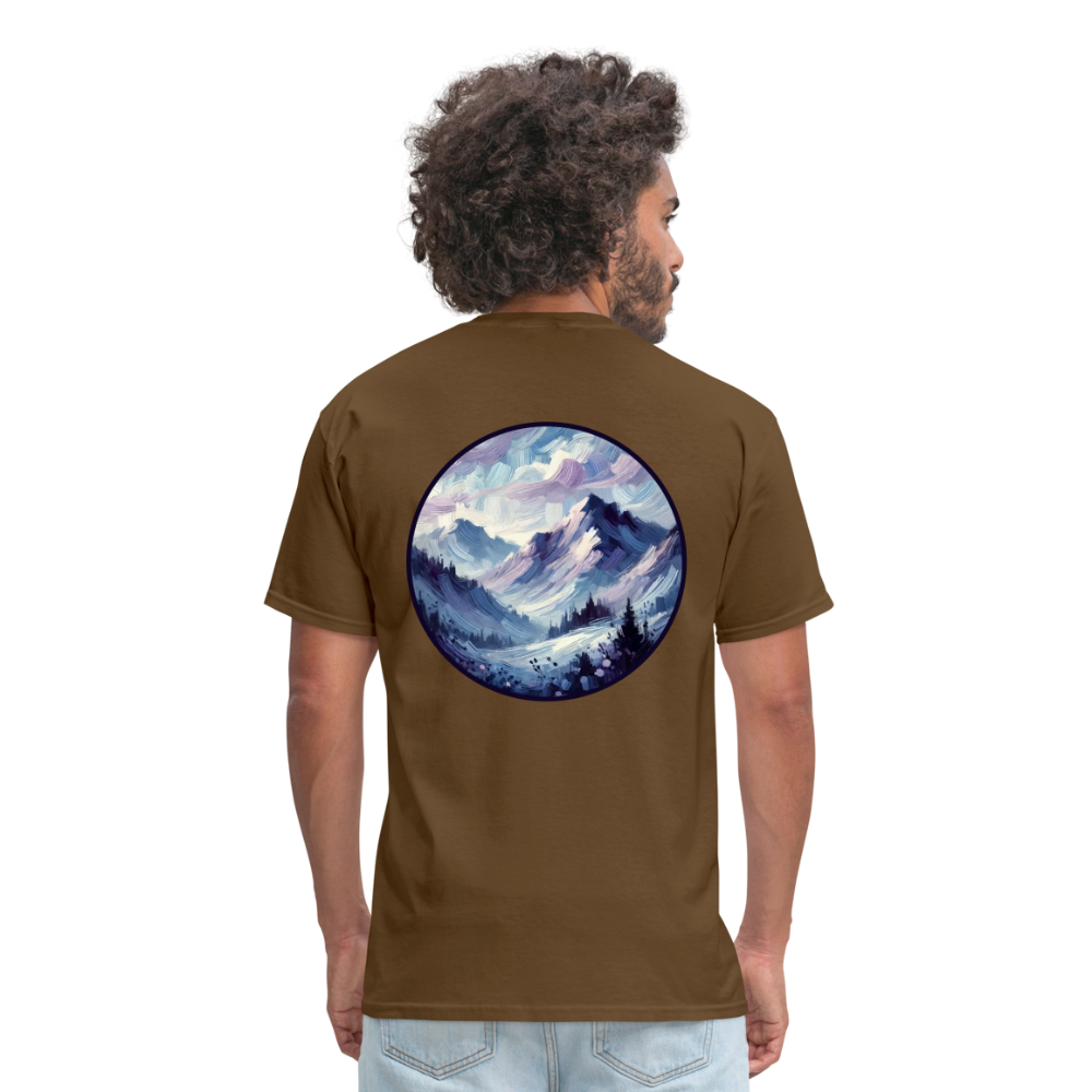 Lavender Blue Mountain Range Unisex Classic T-Shirt with Logo - brown