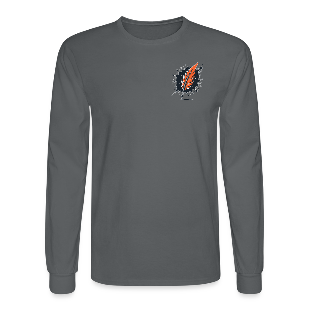 Men's Wheat Field Graphic Long Sleeve Shirt with Logo - charcoal