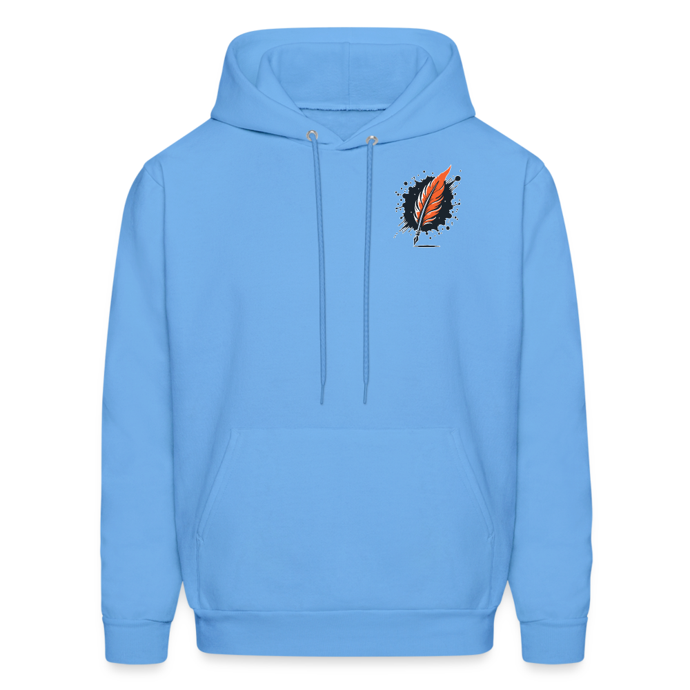 Men's Orange Swirling Mountains Graphic Hoodie with Logo - carolina blue