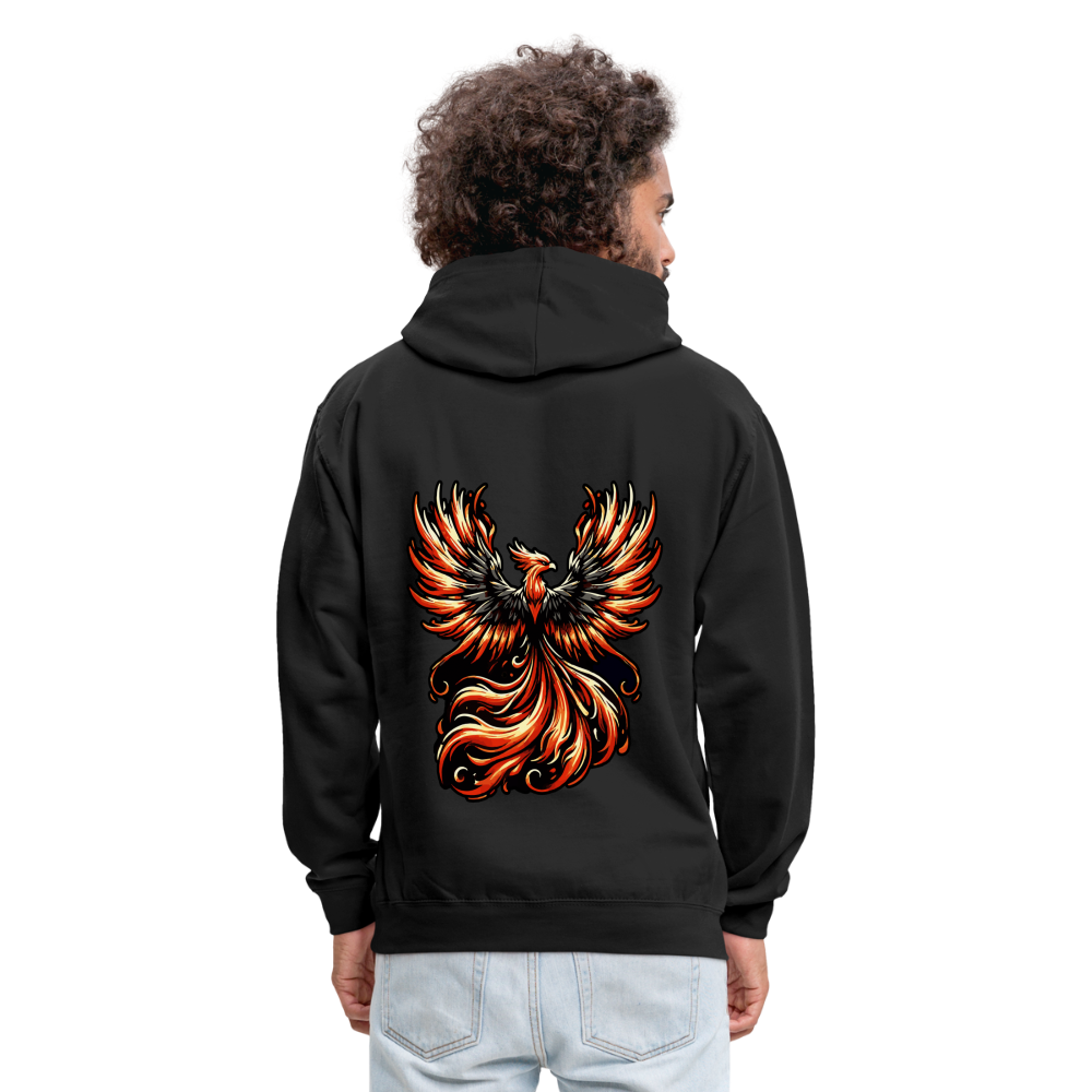 Phoenix Graphic Unisex Contrast Hoodie with Logo - black/asphalt