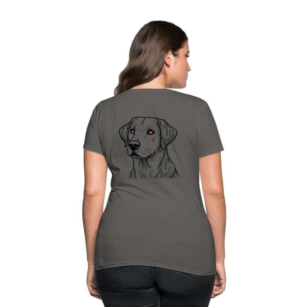 Women's Fine Line Labrador Graphic T-Shirt with Logo - charcoal