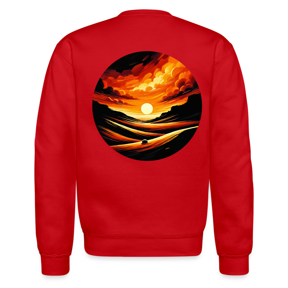 Desert Sunset Graphic Crewneck Sweatshirt with Logo - red