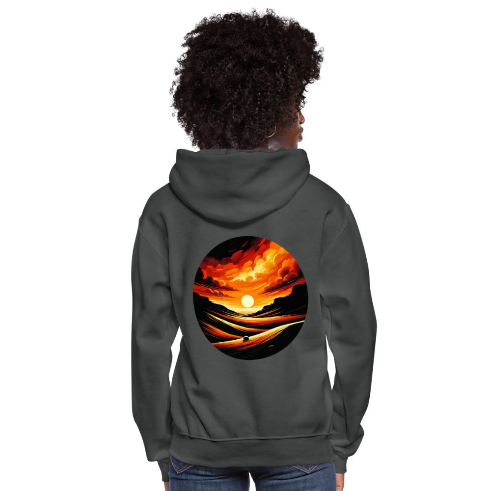 Women's Desert Sunset Graphic Hoodie with Logo - asphalt