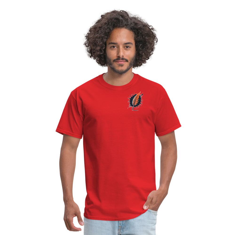 Lavender Blue Mountain Range Unisex Classic T-Shirt with Logo - red