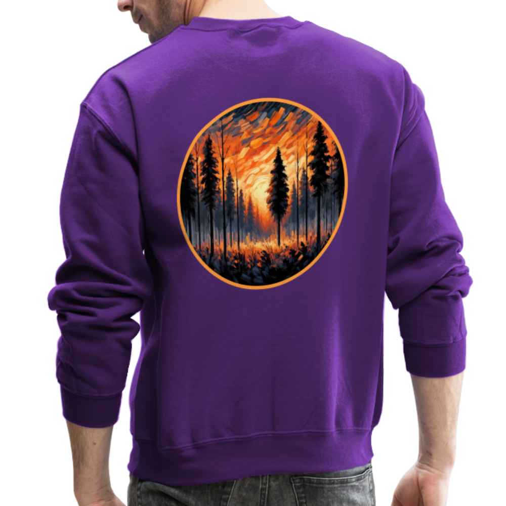 Orange Forest Sunset Crewneck Sweatshirt with Logo - purple