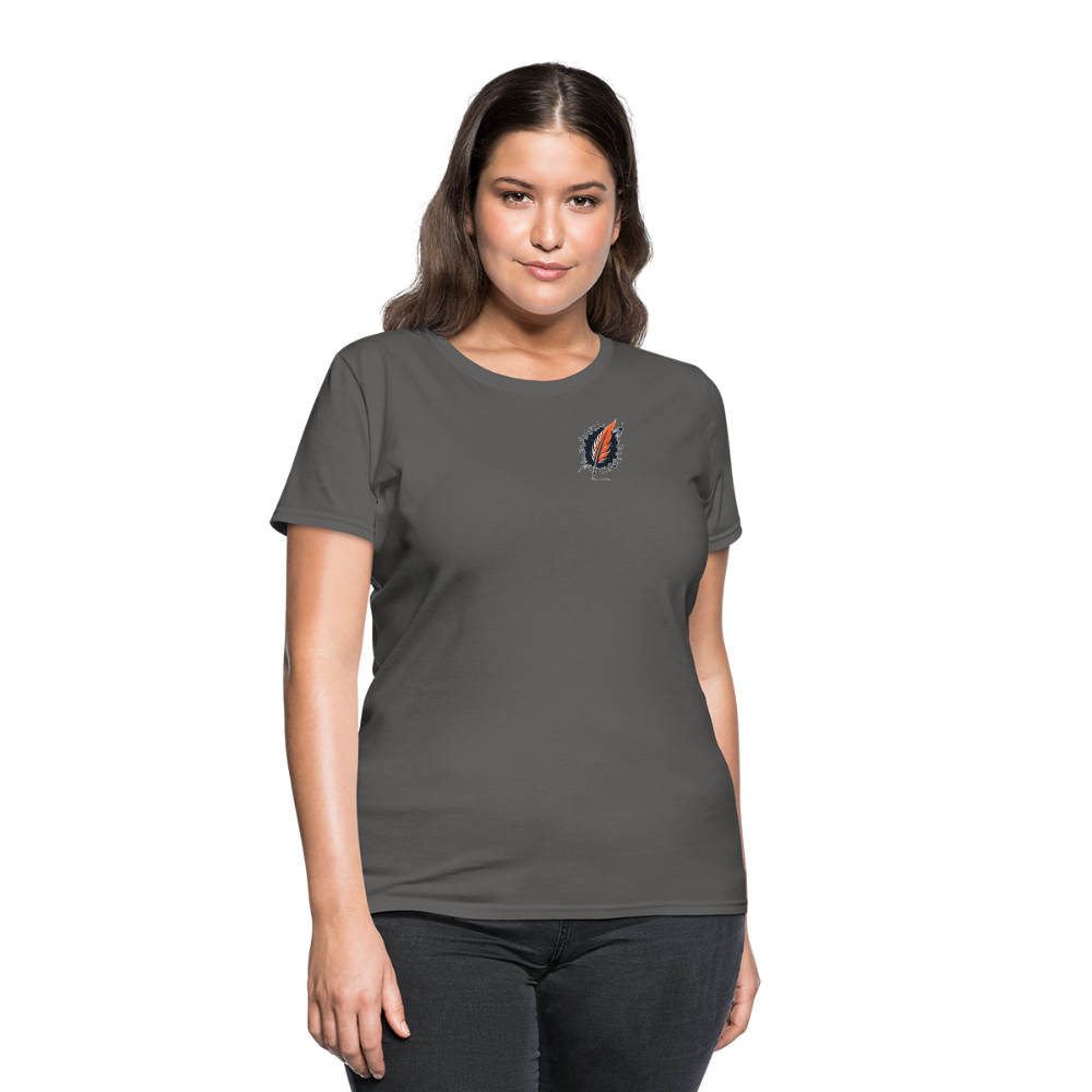 Women's Autumn Leaves Graphic T-Shirt with Logo - charcoal